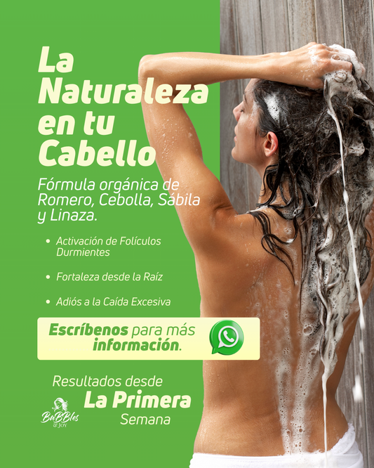 Shampoo Anticaída Orgánico – Romero, Cebolla, Sábila y Linaza (500 ml)