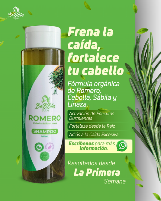 Shampoo Anticaída Orgánico – Romero, Cebolla, Sábila y Linaza (500 ml)